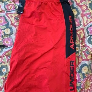 Brand new red mens under armour running shorts. Size 2XL